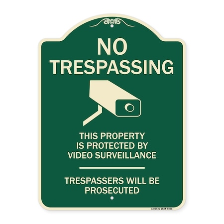 Signmission Designer Series-This Property Is Protected By Video Surveillance, 24" H, G-1824-9876 A-DES-G-1824-9876